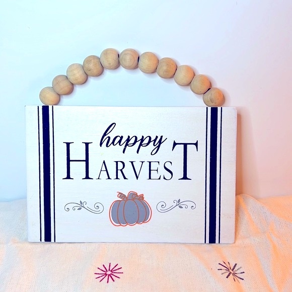 Happy Harvest Wooden Pumpkin 🎃 Sign - Picture 1 of 4